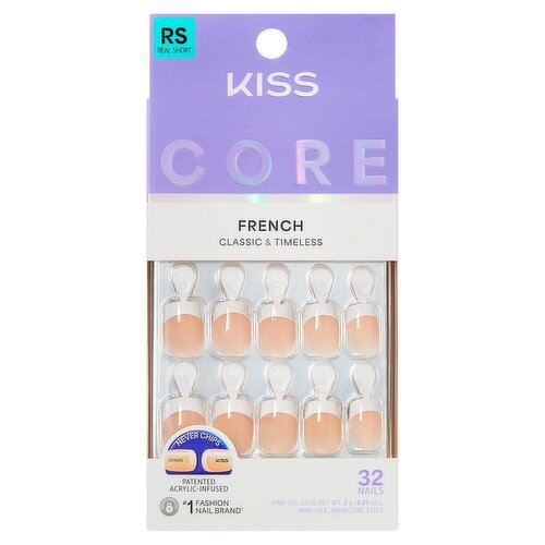 Kiss Core If You Dare Classic & Timeless French Nails, Size RS, 32 count