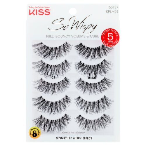 Kiss So Wispy Full Bouncy Volume & Curl Lashes, 5 pair