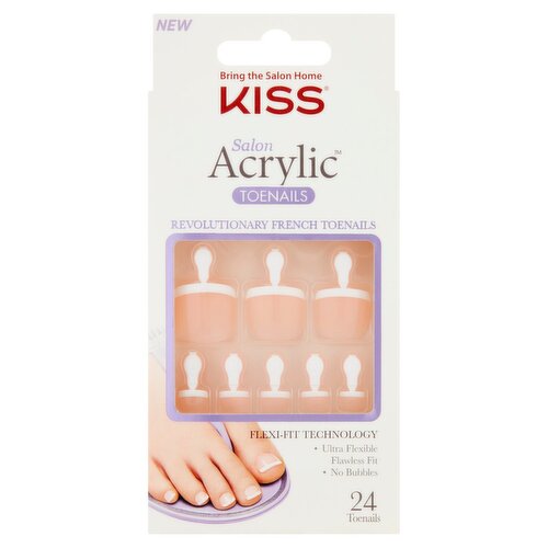 Kiss Salon Acrylic 80360 KSAT01 Revolutionary French Toenails, 24 count