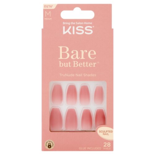 Kiss Bare But Better TruNude Medium Sculpted Nail Shades Kit, 28 Nails