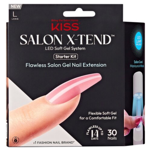Kiss Salon X-Tend Flawless Salon Gel Nail Extension Starter Kit, Size L, 30 count