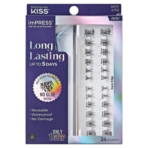Kiss ImPress Demi Edgy Long Lasting Eyelashes, 24 count