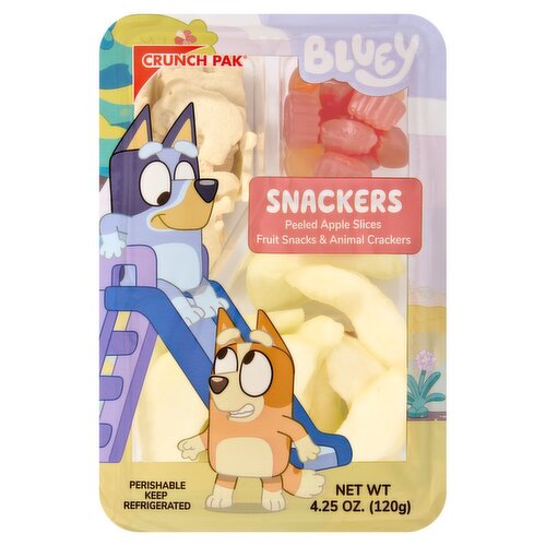 Crunch Pak Snackers Bluey Peeled Apple Slices Fruit Snacks & Animal Crackers, 4.25 oz