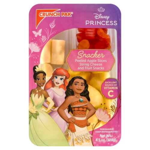 Crunch Pak Disney Princess Snacker Peeled Apple Slices, String Cheese and Fruit Snacks, 4.5 oz