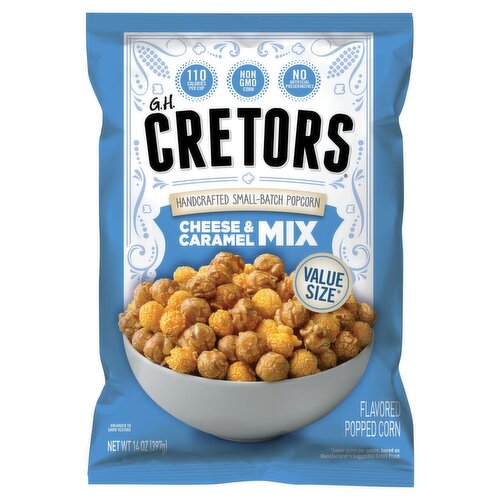 G.H. Cretors Cheese & Caramel Mix Flavored Popped Corn, 14 oz