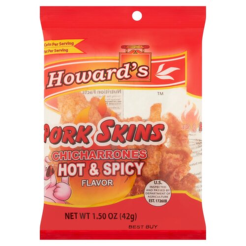 Howard's Hot & Spicy Flavor Pork Skins, 1.50 oz