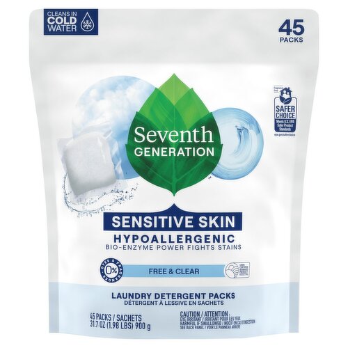 Seventh Generation Free & Clear Laundry Detergent Packs, 45 count, 31.7 oz