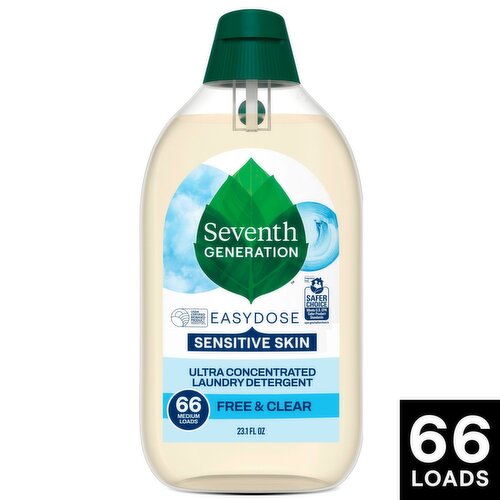 Seventh Generation Easydose Free & Clear Ultra Concentrated Laundry Detergent, 66 loads, 23.1 fl oz