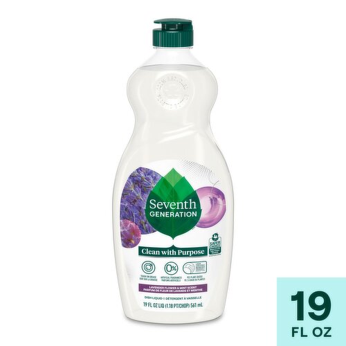 Seventh Generation Lavender Flower & Mint Scent Dish Liquid, 19 fl oz