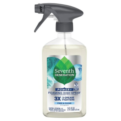 Seventh Generation Power+ Free & Clear Foaming Dish Spray, 16 fl oz