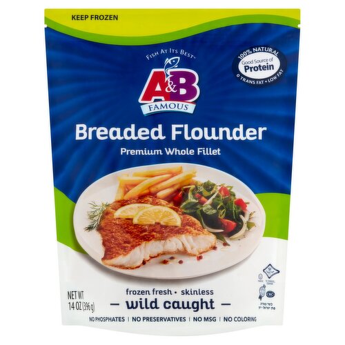 A&B Famous Breaded Flounder Premium Whole Fillet, 14 oz