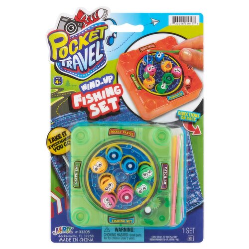Ja-Ru Pocket Travel Wind-Up Fishing Set, Age 4+, 1 count