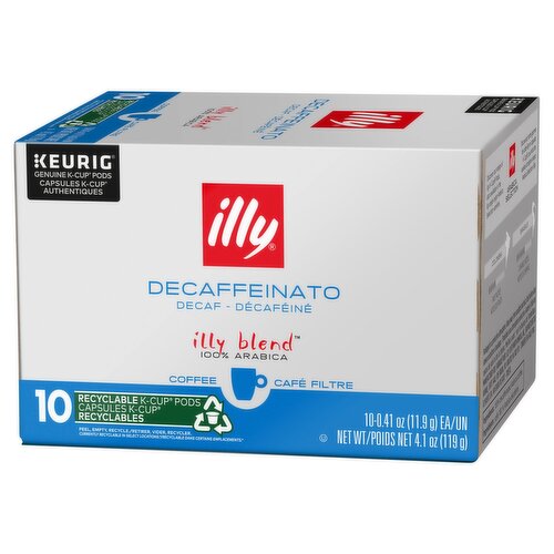 illy Decaffeinato Decaf 100% Arabica Coffee K-Cup Pods, 0.41 oz, 10 count