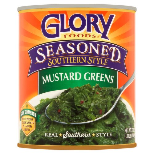 Glory Foods Seasoned Southern Style Mustard Greens, 27 oz