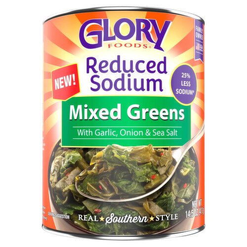 Glory Foods Reduced Sodium Mixed Greens, 14.5 oz