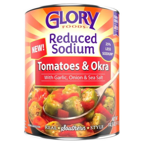Glory Foods Reduced Sodium Tomatoes & Okra, 14.5 oz