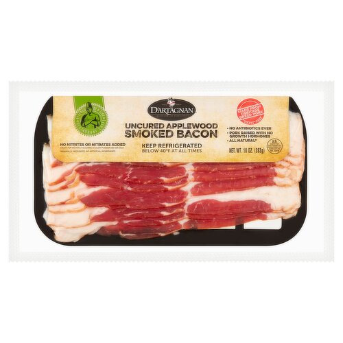 D'Artagnan Uncured Applewood Smoked Bacon, 10 oz