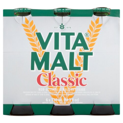 Vita Malt Classic Non-Alcoholic Malt Beverage, 11.2 fl oz, 6 count