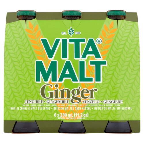 Vita Malt Ginger Non-Alcoholic Malt Beverage, 11.2 oz, 6 count