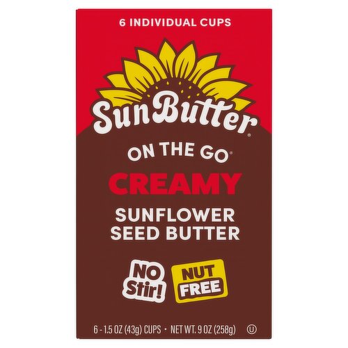 SunButter On the Go Creamy Sunflower Seed Butter, 1.5 oz, 6 count