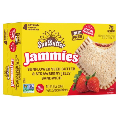SunButter Jammies Sunflower Seed Butter & Strawberry Jelly Sandwich, 2 oz, 4 count