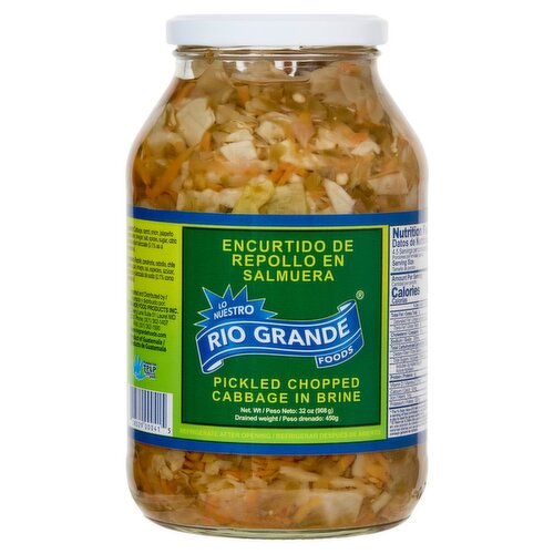 Rio Grande Foods Pickled Chopped Cabbage in Brine, 32 oz