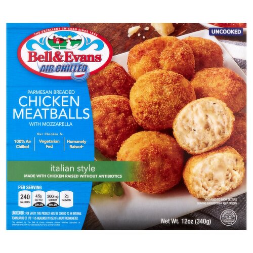 Bell & Evans Italian Style Parmesan Breaded Chicken Meatballs with Mozzarella, 12 oz