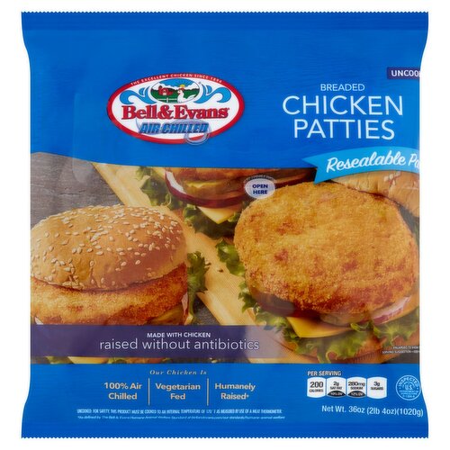 Bell & Evans Breaded Chicken Patties, 36 oz