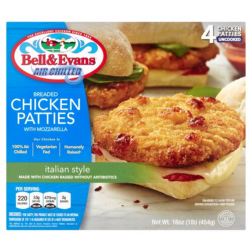 Bell & Evans Breaded Chicken Patties with Mozzarella, 16 oz