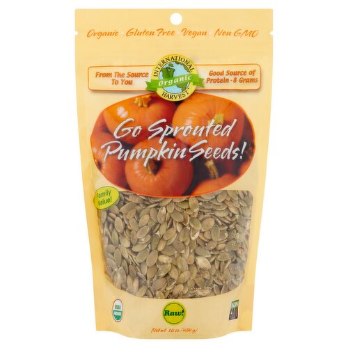 International Harvest Organic Raw! Go Sprouted Pumpkin Seeds Family Value!, 16 oz