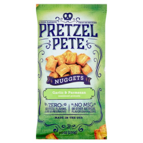 Pretzel Pete Garlic and Parmesan Seasoned Pretzels Nuggets, 9.5 oz