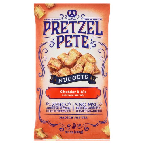 Pretzel Pete Cheddar & Ale Seasoned Pretzels Nuggets, 9.5 oz