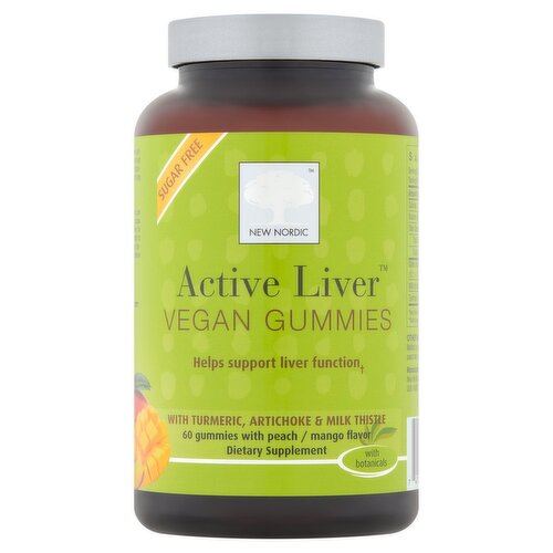 New Nordic Active Liver with Peach and Mango Flavor Vegan Gummies Dietary Supplement, 60 count