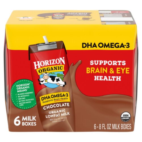 Horizon Organic Chocolate Lowfat Milk, 8 fl oz, 6 count
