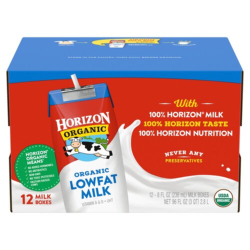 Horizon Organic Organic Lowfat Milk, 8 fl oz, 12 count