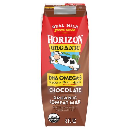 Horizon Organic Shelf Stable 1% Lowfat DHA Omega-3 Chocolate Milk Box, 8 fl oz
