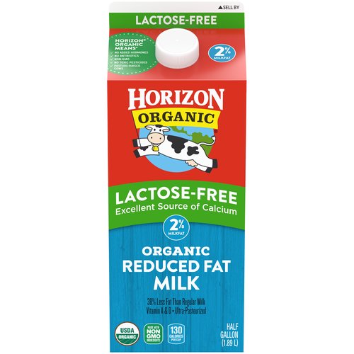 Horizon Organic Lactose Free Milk, 2 Percent Milk, 64 FL OZ Half Gallon Carton