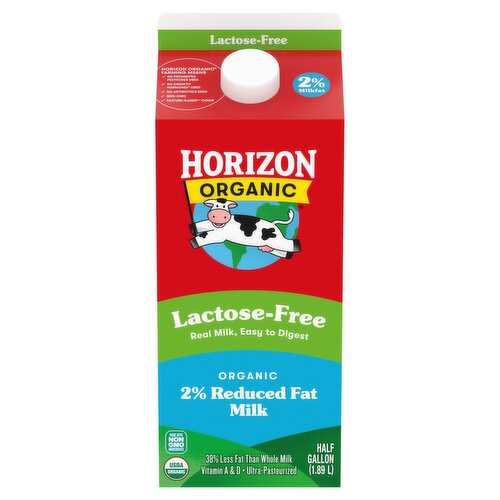 Horizon Organic Lactose-Free Reduced Fat Milk, half gallon