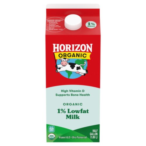 Horizon Organic Organic 1% Lowfat Milk, half gallon