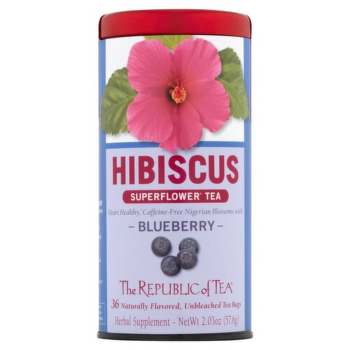 The Republic of Tea Blueberry Hibiscus Superflower Tea Herbal Supplement, 36 count, 2.03 oz