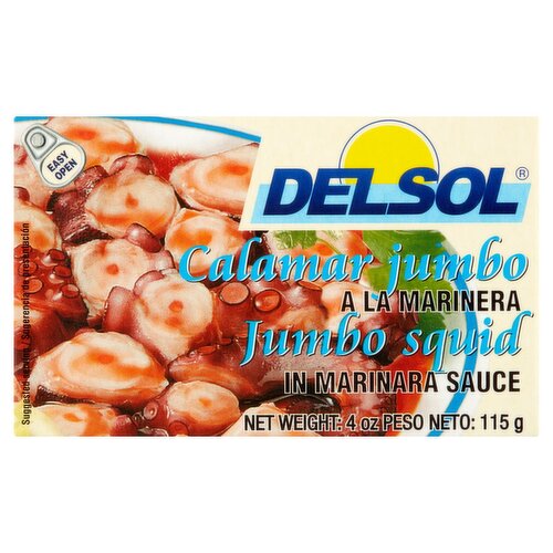 Del Sol Jumbo Squid in Marinara Sauce, 4 oz