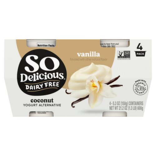 So Delicious Dairy Free Vanilla Coconut Yogurt Alternative, 5.3 oz, 4 count