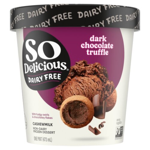 So Delicious Dairy Free Dark Chocolate Truffle Cashewmilk Non-Dairy Frozen Dessert, one pint