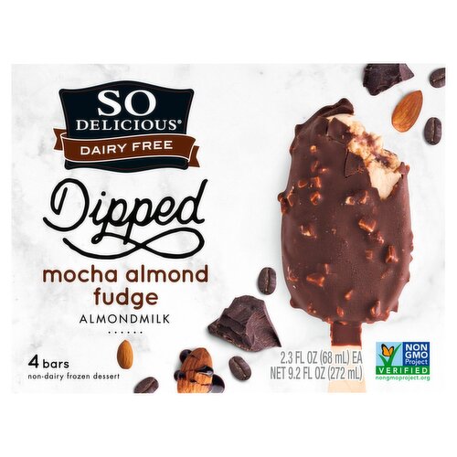 So Delicious Dairy Free Dipped Mocha Fudge Almondmilk Non-Dairy Frozen Dessert Bars, 2.3 fl oz, 4 co