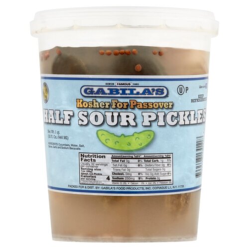Gabila's Kosher for Passover Half Sour Pickles, 1 qt