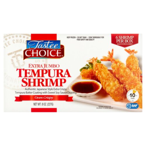 Tastee Choice Oven Crispy Extra Jumbo Tempura Shrimp, 6 count, 8 oz