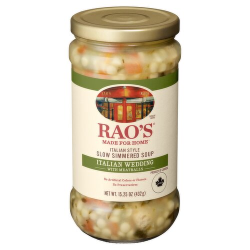 Rao's Made For Home Italian Wedding Style with Meatballs Slow Simmered Soup, 15.25 oz