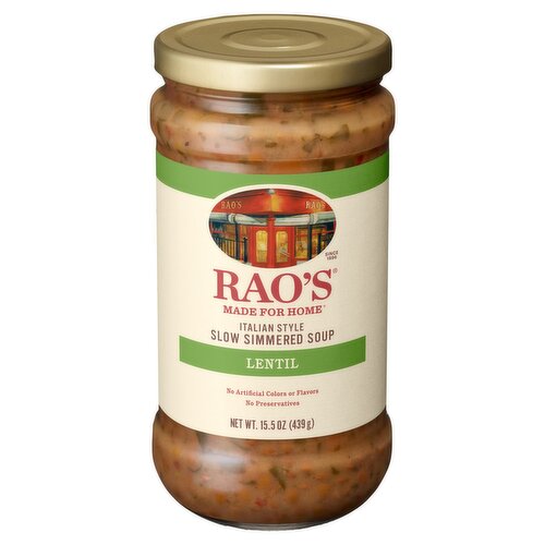 Rao's Made For Home Lentil Italian Style Slow Simmered Soup, 15.5 oz