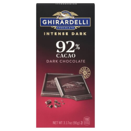 GHIRARDELLI Intense Dark Chocolate Bar, 92% Cacao, 3.17 Oz Bar