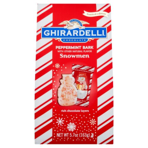 Ghirardelli Chocolate Snowmen Peppermint Bark Limited Edition, 5.7 oz